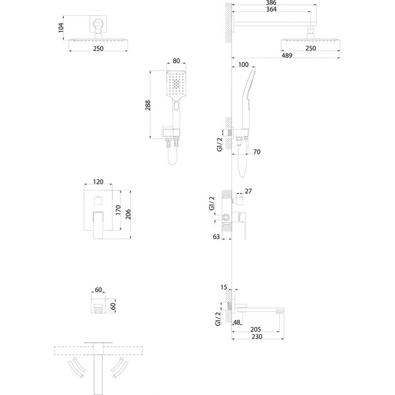 Душевая система для ванны Grossman Style 501.K35.05.100, Цвет производителя: хром - фото 9