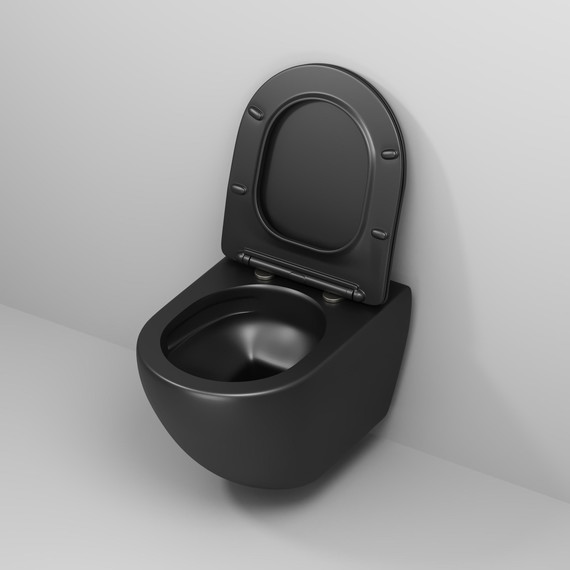 Унитаз подвесной безободковый Grossman GR-4457BMSQ с крышкой микролифт, чёрный матовый (Система смыва торнадо), Цвет производителя: чёрный матовый - фото 8