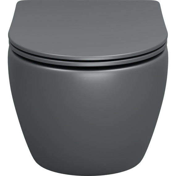 Унитаз подвесной безободковый Grossman GR-4457GMSQ с крышкой микролифт, серый матовый (Система смыва торнадо), Цвет производителя: серый матовый - фото 3