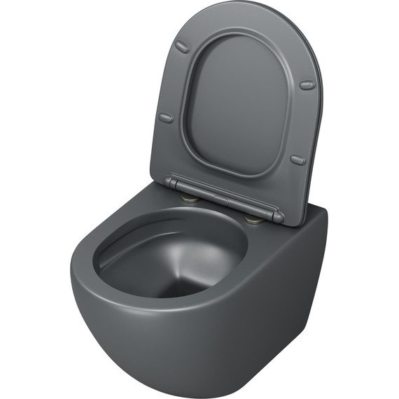 Унитаз подвесной безободковый Grossman GR-4457GMSQ с крышкой микролифт, серый матовый (Система смыва торнадо), Цвет производителя: серый матовый - фото 4