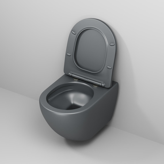 Унитаз подвесной безободковый Grossman GR-4457GMSQ с крышкой микролифт, серый матовый (Система смыва торнадо), Цвет производителя: серый матовый - фото 8