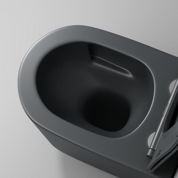 Унитаз подвесной безободковый Grossman GR-4499GMSQ с крышкой микролифт, серый матовый (Система смыва торнадо), Цвет производителя: серый матовый - фото 9