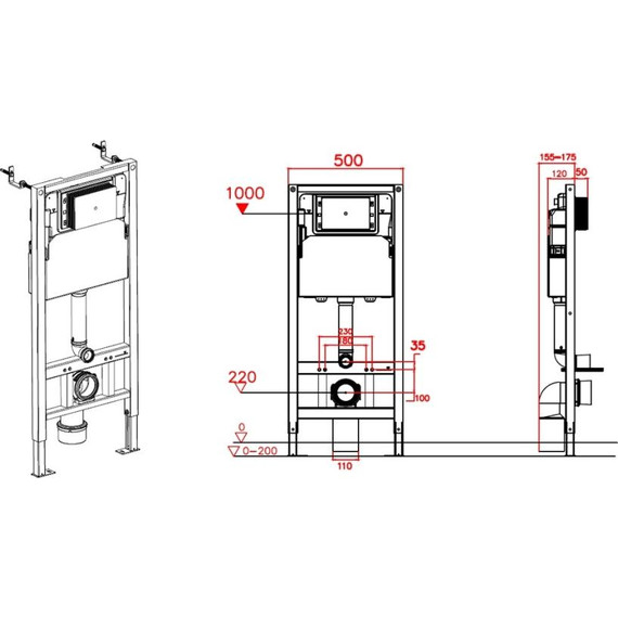 Инсталляция с подвесным безободковым унитазом AN Bitt сиденье микролифт, крепление (система смыва Торнадо) - фото 23