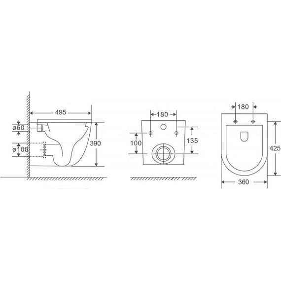 Инсталляция с подвесным безободковым унитазом AN Bloom сиденье микролифт, крепление (система смыва Торнадо) - фото 24