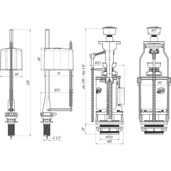 Сливной механизм Ани Пласт WC3550M - фото 2