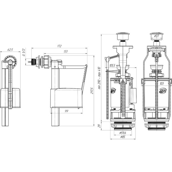 Сливной механизм Ани Пласт WC3050 - фото 2