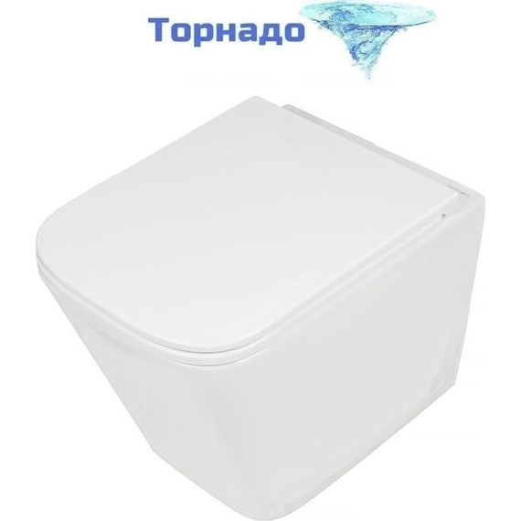 Унитаз подвесной безободковый AN Bitt с крышкой микролифт (система смыва Торнадо) - фото 