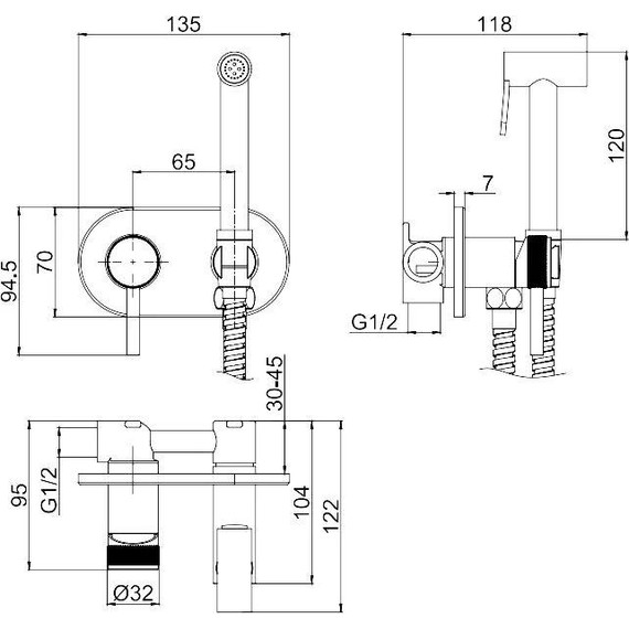 Набор для гигиенического душа Allen Brau Priority 5.31005-31 (со скрытой частью) чёрный матовый - фото 14