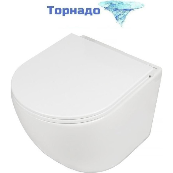 Унитаз подвесной безободковый AN Sky с крышкой микролифт (система смыва Торнадо) - фото 