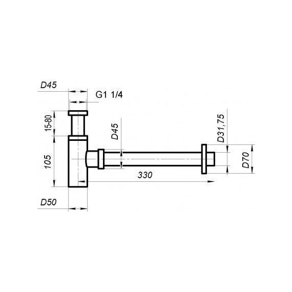 Сифон для умывальника BelBagno BB-SMT2-BORO, брашированное золото - фото 2