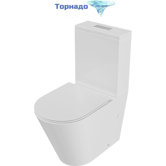 Унитаз-компакт безободковый Grossman GR-4458SQ с крышкой микролифт (Система смыва торнадо), Цвет производителя: белый - фото 