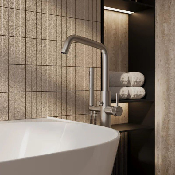 Смеситель для ванны напольный Allen Brau Priority 5.31008-BN (со скрытой частью) никель - фото 9