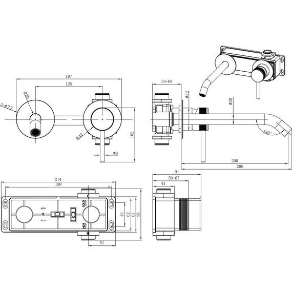 Смеситель для раковины настенный Allen Brau Priority 5.31A03-BN (со скрытой частью) никель - фото 10
