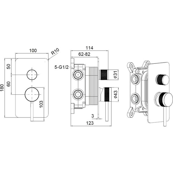 Смеситель для ванны Allen Brau Priority 5.31A11-BN (со скрытой частью) никель - фото 9