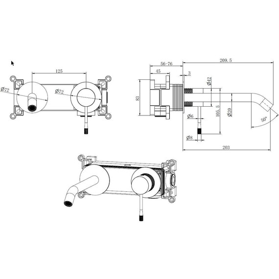 Смеситель для раковины настенный Allen Brau Priority 4.0 5.31C03-BN (со скрытой частью) никель - фото 2