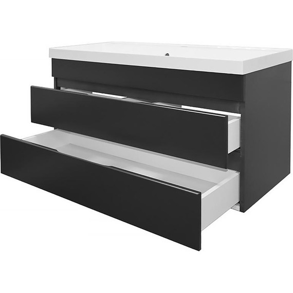 Тумба подвесная с раковиной AN Эстелла 100 см, графит - фото 3