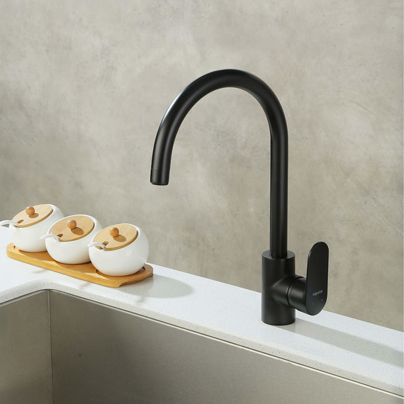 Смеситель для кухни Aquatek Ника AQ1882MB, чёрный матовый - фото 5