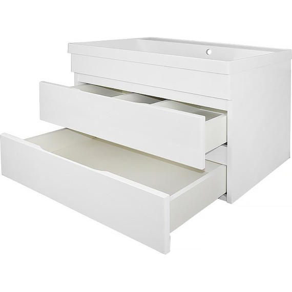 Тумба подвесная с раковиной AN Эстелла 80 см, белый - фото 4