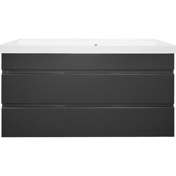 Тумба подвесная с раковиной AN Эстелла 100 см, графит - фото 4