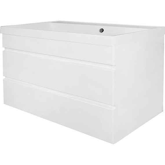 Тумба подвесная с раковиной AN Эстелла 80 см, белый - фото 