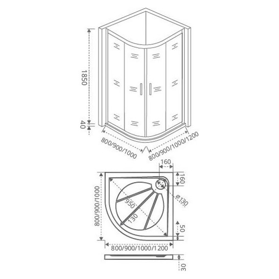 Душевое ограждение Bas Infinity R-120-C-CH 120х80 см, хром/прозрачное - фото 4