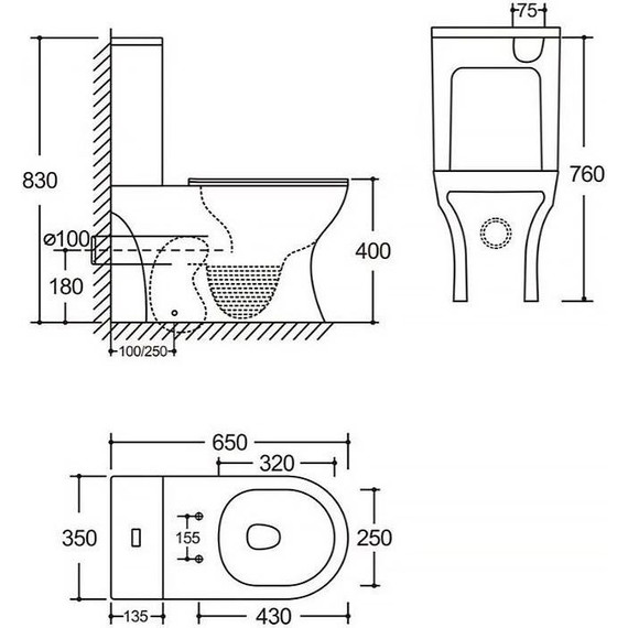 Унитаз-компакт безободковый AN Link с крышкой микролифт (система смыва Торнадо) - фото 15