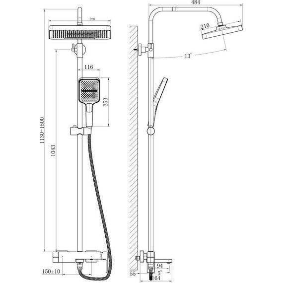 Душевая стойка Belz B24658-5, золото матовое - фото 63