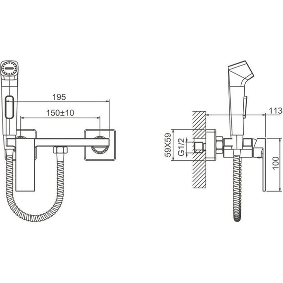 Набор для гигиенического душа Belz B55653-7, чёрный матовый - фото 31