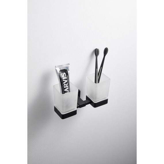 Двойной стакан для зубных щеток Belz B90308, чёрный матовый - фото 4
