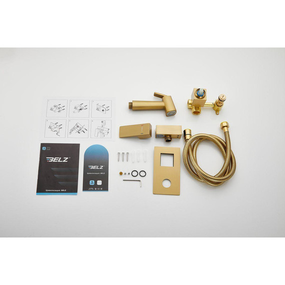 Набор для гигиенического душа Belz B55808-5 (со скрытой частью) золото матовое - фото 12