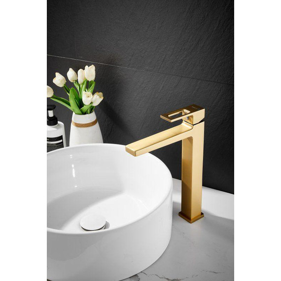 Смеситель для раковины высокий Belz B11658-5, золото - фото 9