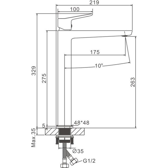Смеситель для раковины высокий Belz B11715-3, оружейная сталь - фото 24