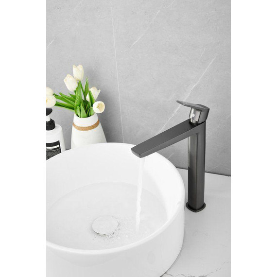 Смеситель для раковины высокий Belz B11715-3, оружейная сталь - фото 3