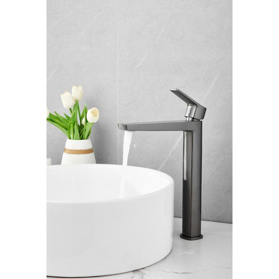 Смеситель для раковины высокий Belz B11715-3, оружейная сталь - фото 6