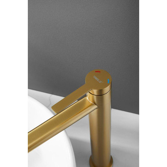 Смеситель для раковины высокий Belz B11813-5, золото брашированное - фото 9