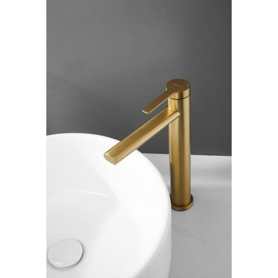 Смеситель для раковины высокий Belz B11813-5, золото брашированное - фото 21