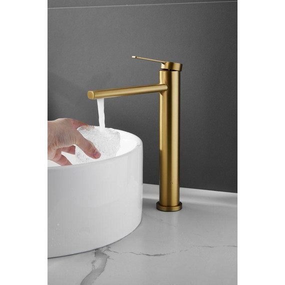 Смеситель для раковины высокий Belz B11813-5, золото брашированное - фото 3