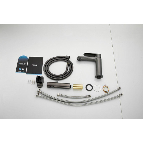 Смеситель для раковины с лейкой для биде Belz B12713-3, оружейная сталь - фото 25