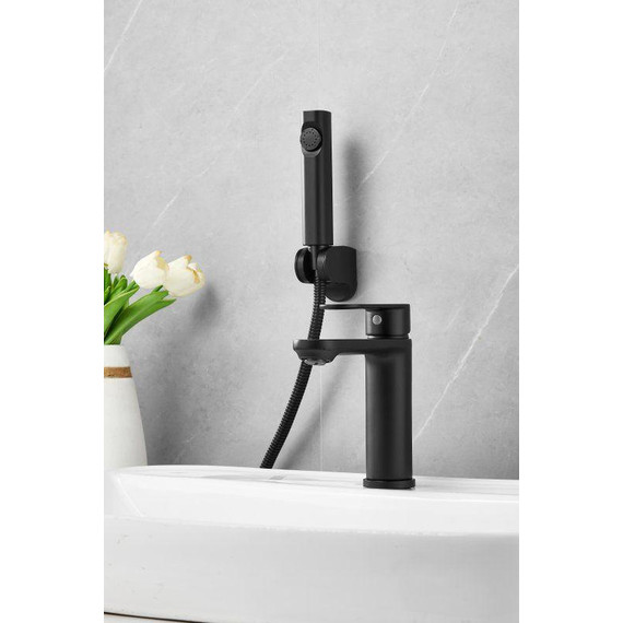 Смеситель для раковины с лейкой для биде Belz B12713-7, чёрный - фото 6
