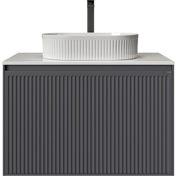 Тумба подвесная со столешницей Grossman Кристалл 80 см 108043, графит матовый - фото 2