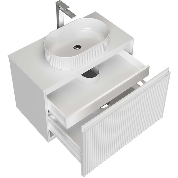 Тумба подвесная со столешницей Grossman Кристалл 80 см 108045, белый глянцевый - фото 3