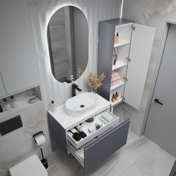 Пенал подвесной Grossman Кристалл 35 см 303543, графит матовый - фото 6