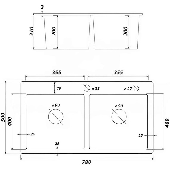 Кухонная мойка Gerhans 1 мм K37850B-S, графит - фото 2