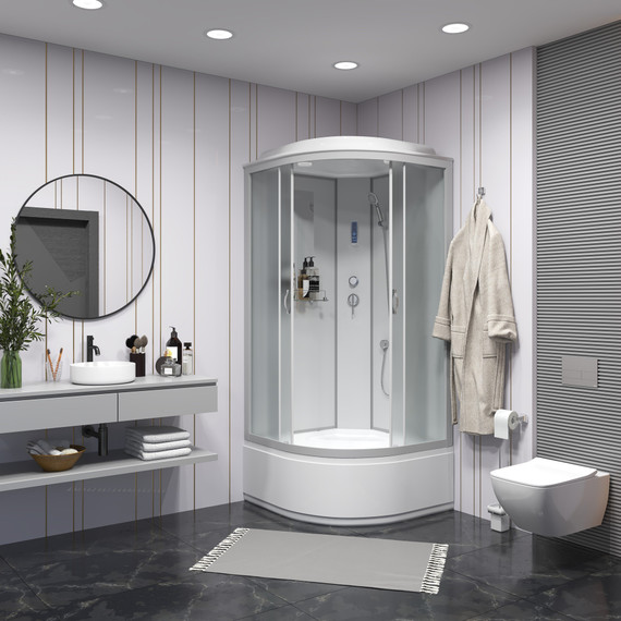 Душевая кабина Niagara Classic 80х80х215 см NG-2307-14P, высокий поддон (40см), стекло матовое, профиль серебро (безсиликоновая сборка) - фото 4