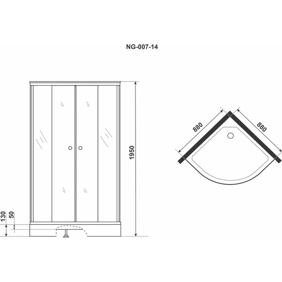 Душевое ограждение Niagara 90x90 см NG-007-14, хром/матовое - фото 3