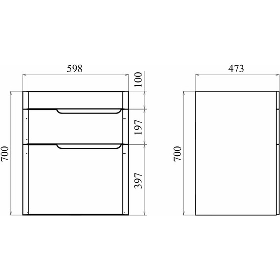 Тумба напольная с раковиной Mirsant Flat 60/2 60 см (раковина Line 60) белый - фото 11