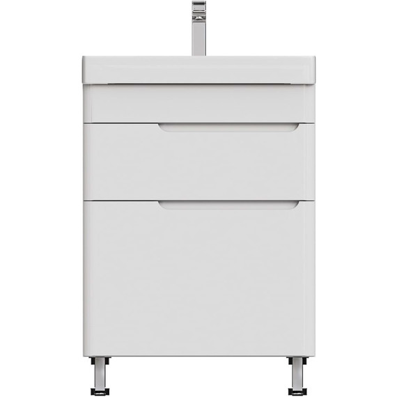 Тумба напольная с раковиной Mirsant Flat 60/2 60 см (раковина Line 60) белый - фото 3