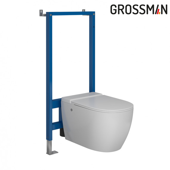 Унитаз импульсный подвесной Grossman Impuls GR-5502 с сиденьем микролифт, с инсталляцией Grossman 901.5502.01.000 в комплекте - фото 5