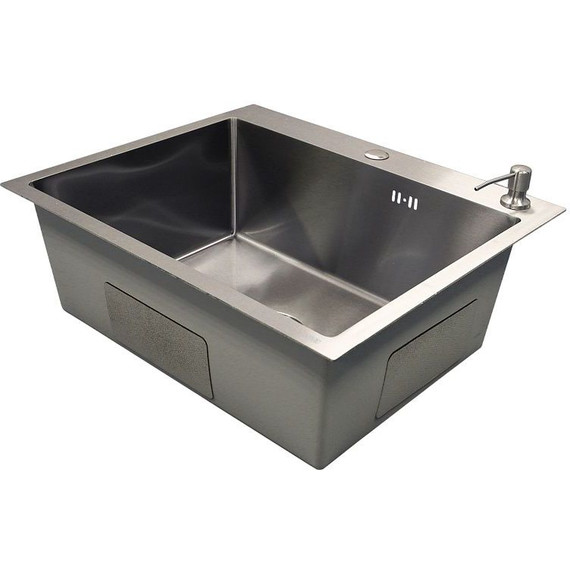 Кухонная мойка Azario Nicole AZS6050H (сифон, дозатор и коландер в комплекте) серебро соты - фото 3