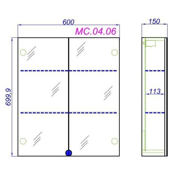 Зеркало-шкаф Aqwella Манчестер 60 см МС.04.06 - фото 4